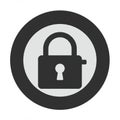 A circular black and white icon features a padlock symbol centered within it. The lock Royalty Free Stock Photo