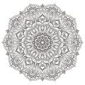 Circular Black and White Mandala on a white background. Illustration of coloring book pattern. Vector