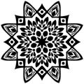 Circular Black and White flower mandala. Doodle round decorative element for coloring book isolated on white background. Royalty Free Stock Photo