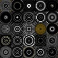 circular black white and yellow gold pattern and designs showing variation and diversity Royalty Free Stock Photo