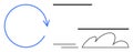 Circular Arrow with Minimal Cloud and Lines Representing Flow, Continuity, and Movement Royalty Free Stock Photo