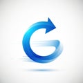 Circular blue arrow symbol symbolizing refresh repeat reset cycle and forward motion Royalty Free Stock Photo