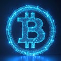 Circular Blue Bitcoin Symbol with Sparkle Effect cryptocurrency digital currency Royalty Free Stock Photo