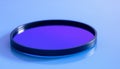 Circular blue filter lens, representing photography accessories and lens filters Generative AI
