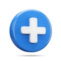 Circular blue plus sign button used for adding new content or item in interface design Royalty Free Stock Photo