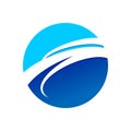 Circular Blue Wave Symbol Logo Design