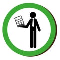 Circular border silhouette executive man with calculator