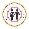 Circular border with silhouette parents with baby