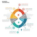 Circular business infographic featuring four segments in orange, gray, and teal, Royalty Free Stock Photo