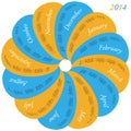 Circular calendar for 2014