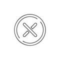 Circular Cancel Symbol Graphic: Simple Cross Icon with Rounded Borders for UI Design and Error Indication, Thin Line Royalty Free Stock Photo