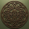 Circular Celtic knot pattern featuring bronze intertwining loops Royalty Free Stock Photo