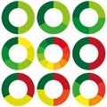 Circular chart set. Multicolor pie graphics. Statistical data visual. Modern business element.