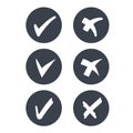 Circular check mark symbols - rounded grey buttons