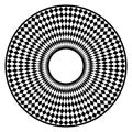 Circular checkerboard pattern black and white