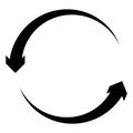 Circular, circle arrow left. Radial arrow icon, symbol. Counterclockwise rotate, twirl, twist concept element. Spin, vortex