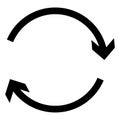 Circular, circle arrow right. Radial arrow icon, symbol. Clockwise rotate, twirl, twist concept element. Spin, vortex pointer.
