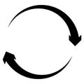 Circular, circle arrow right. Radial arrow icon, symbol. Clockwise rotate, twirl, twist concept element. Spin, vortex pointer.