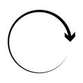 Circular, circle arrow right. Radial arrow icon, symbol. Clockwise rotate, twirl, twist concept element. Spin, vortex pointer.