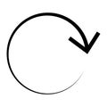 Circular, circle arrow right. Radial arrow icon, symbol. Clockwise rotate, twirl, twist concept element. Spin, vortex pointer.