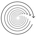 Circular, circle arrow right. Radial arrow icon, symbol. Clockwise rotate, twirl, twist concept element. Spin, vortex pointer. Royalty Free Stock Photo
