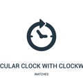 circular clock with clockwise arrow around icon vector from watches collection. Thin line circular clock with clockwise arrow