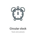 Circular clock outline vector icon. Thin line black circular clock icon, flat vector simple element illustration from editable Royalty Free Stock Photo