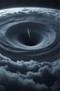 Circular cloud formation encircles a dark vortex, creating a visual resembling a cosmic phenomenon. Royalty Free Stock Photo