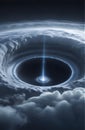 Circular cloud formation encircles a dark vortex, creating a visual resembling a cosmic phenomenon. Royalty Free Stock Photo