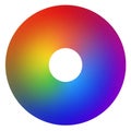 A circular color wheel featuring a continuous gradient of hues transitioning smoothly Royalty Free Stock Photo