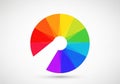A circular color wheel with a segmented design, featuring a spectrum of colors Royalty Free Stock Photo