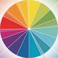 Circular color wheel with 18 segments, each displaying a different hue, arranged in a Royalty Free Stock Photo