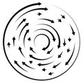 Circular concentric arrows. Cyclic, cycle arrows. Arrow element