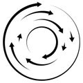 Circular concentric arrows. Cyclic, cycle arrows. Arrow element