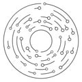 Circular, concentric lines, segmented circles with nodes, nodal points Royalty Free Stock Photo