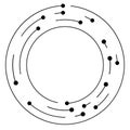 Circular, concentric lines, segmented circles with nodes, nodal points Royalty Free Stock Photo