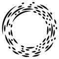 Circular, concentric segmented circles. Radial, radiating rings. Abstract geometric circle shape, design element. Swirl, twirl,