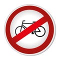 Circular contour road sign prohibited parking area for bicycles