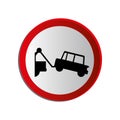 Circular contour road sign with tow truck