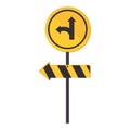 Circular contour road sign turn right