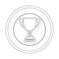 Circular contour of silhouette trophy cup with plate