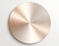 Circular Copper Metal Patterned Disc with Radial Texture on White Backdrop Royalty Free Stock Photo