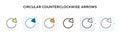 Circular counterclockwise arrows vector icon in 6 different modern styles. Black, two colored circular counterclockwise arrows