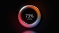 Circular counting infographics. Motion. Abstract ring filling with color and changing number of percentage, loading