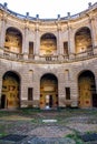 The circular courtyard inside of Villa Farnese in Caprarola, Italy