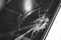Cracked windshield in black and white Royalty Free Stock Photo