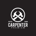 Circular Crossed hammer carpenter logo design