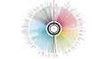 Circular Data Visualization Chart Abstract circular chart displaying data points radiating from a central core segmented by Royalty Free Stock Photo