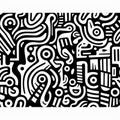 Interactive Black And White Graffiti-inspired Doodle Artwork