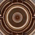 A circular design with intricate interlocking shapes in shades of brown and beige3, Generative AI